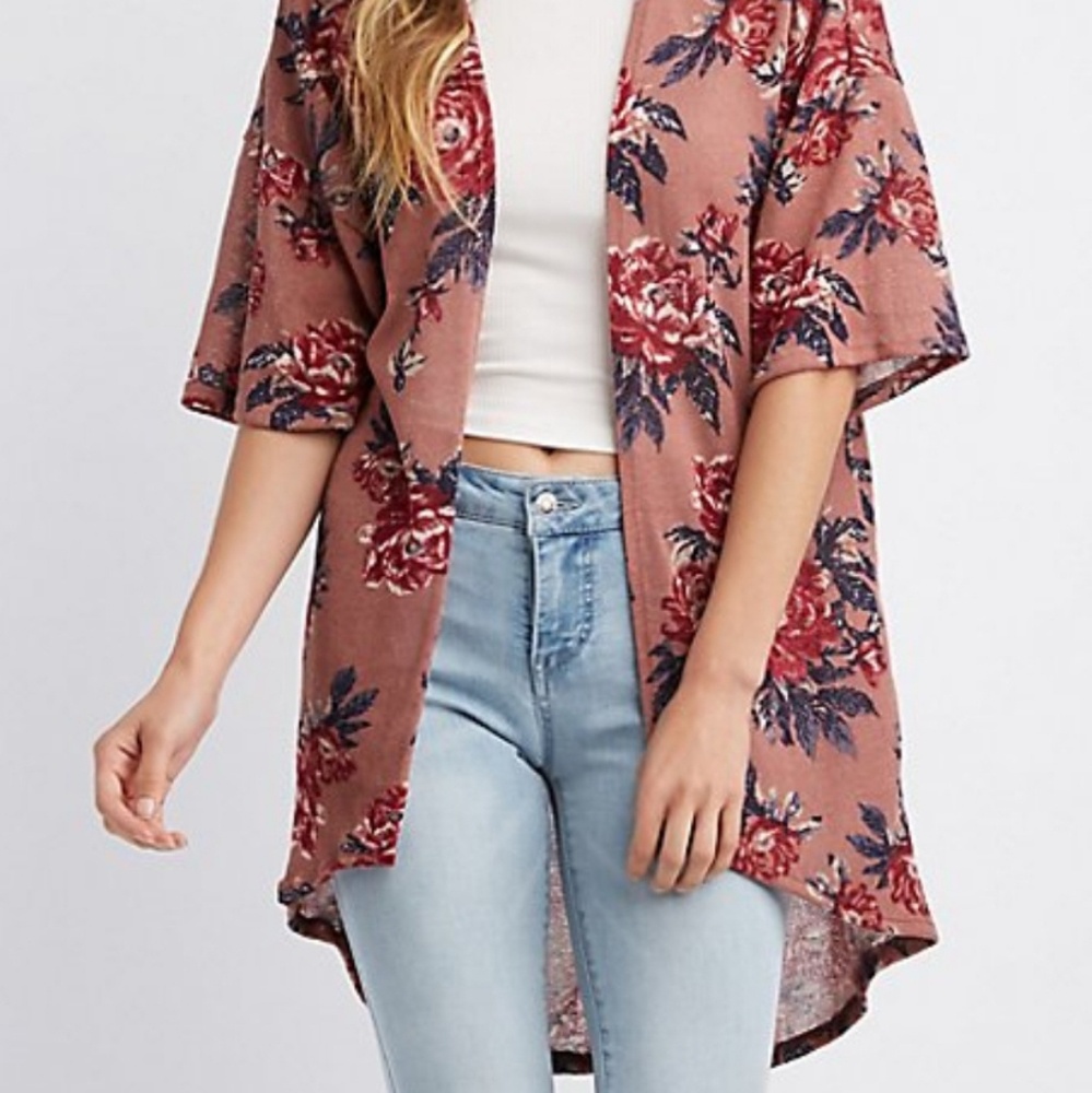 Floral open long cardigan NWT